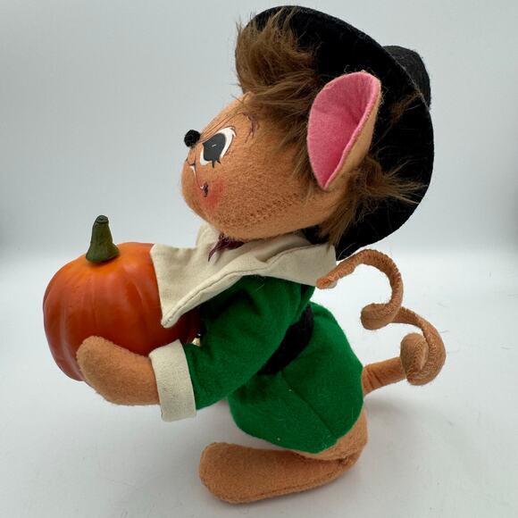 Annalee Vintage Thanksgiving Mouse Doll Pumpkin Decor 9” Felt Holiday Figure - Picture 2 of 6
